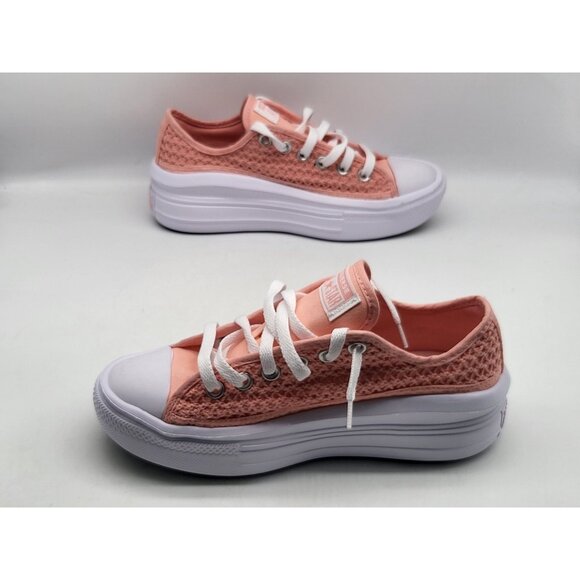 Converse All Star Shoes Youth Size 5.5 Pink Crochet Platform Lace Up Sneakers - Picture 3 of 10